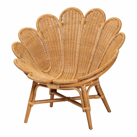 Bali & Pari Blossom Bohemian Honey Rattan Accent Flower Chair 245-13636-ZORO